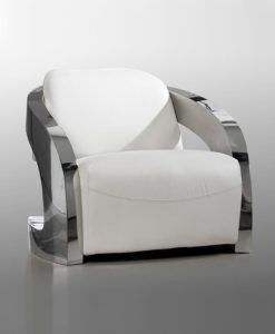 Sillón AMANDA acero y blanco 3