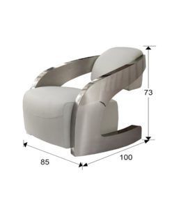 Sillón AMANDA acero y blanco medidas
