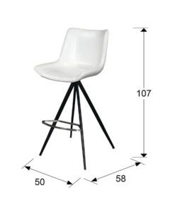 Taburete alto SAMOA blanco medidas