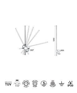 Aplique LED blanco 12W luz cálida TOBAGO medidas