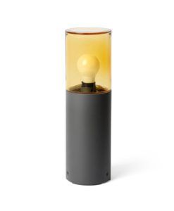 Baliza 40 cm altura gris oscuro y cristal ámbar KILA