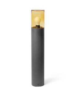 Baliza 70 cm altura gris oscuro y cristal ámbar KILA