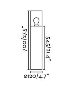 Baliza 70 cm altura gris oscuro y cristal fume KILA medidas