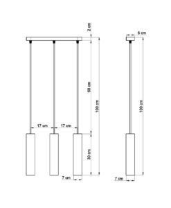 Lampara 3 luces cemento LUVO medidas