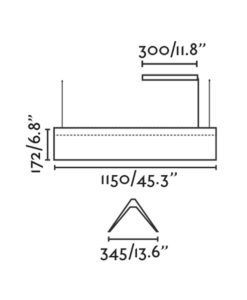 Lámpara colgante lineal blanca 115 cm LUDOVICO LED medidas