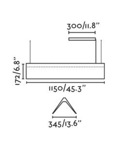 Lámpara colgante lineal negra 115 cm LUDOVICO LED medidas