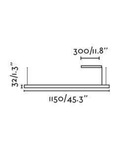 Lámpara colgante lineal negra 115 cm VICO LED medidas