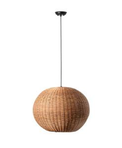 Lámpara colgante negra y ratán Ø53 cm HAKA