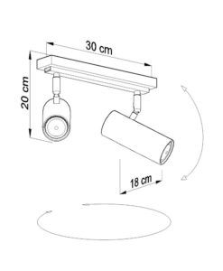 Plafón 2 luces blanco orientable DIREZIONE medidas