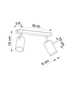 Plafón 2 luces blanco orientable RING medidas