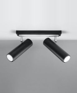 Plafón 2 luces negro orientable DIREZIONE detalles