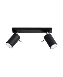 Plafón 2 luces negro orientable RING