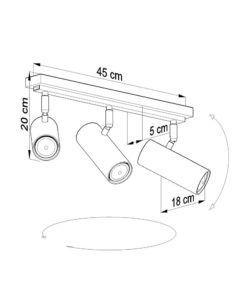 Plafón 3 luces blanco orientable DIREZIONE medidas