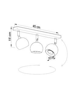 Plafón 3 luces blanco orientable OCULARE medidas
