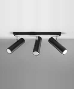 Plafón 3 luces negro orientable DIREZIONE detalles