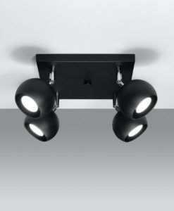 Plafón 4 luces negro orientable OCULARE ambiente