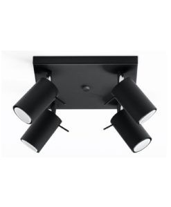 Plafón 4 luces negro orientable RING