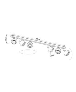 Plafón lineal 6 luces blanco orientable OCULARE medidas