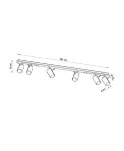 Plafón lineal 6 luces blanco orientable RING medidas
