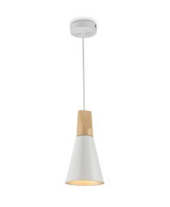 Lámpara colgante blanca y madera Ø 14 cm BICONES