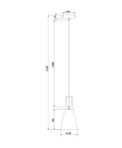 Lámpara colgante blanca y madera Ø 14 cm BICONES medidas