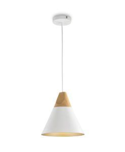 Lámpara colgante blanca y madera Ø 22 cm BICONES