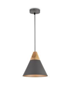 Lámpara colgante gris y madera Ø 22 cm BICONES