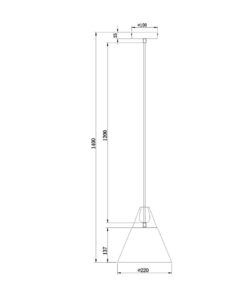 Lámpara colgante gris y madera Ø 22 cm BICONES medidas