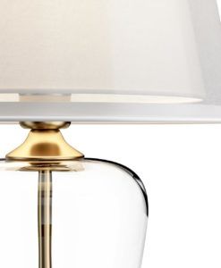 Lámpara de mesa cristal y dorada VERRE detalles