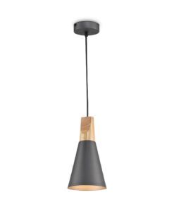 Lámpara colgante gris y madera Ø 14 cm BICONES