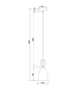 Lámpara colgante gris y madera Ø 14 cm BICONES medidas