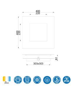 Aplique 40 cm DALIA LED 40W medidas