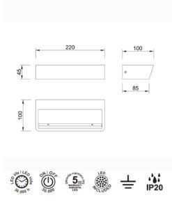 Aplique blanco arena ALTEA LED 21W medidas