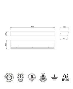Aplique blanco arena ALTEA LED 40W medidas