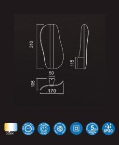 Aplique blanco BIANCA LED 12W medidas