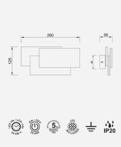 Aplique tamaño 26 cm TAHITI XL LED 12W medidas
