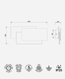 Aplique tamaño 40 cm TAHITI XL LED 36W medidas