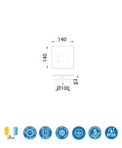 Aplique 14 cm DALIA LED 12W medidas