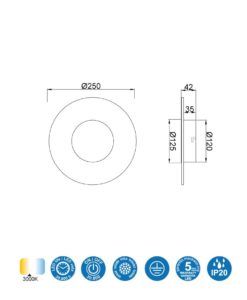 Aplique 12W Ø 25 cm JEWEL LED medidas