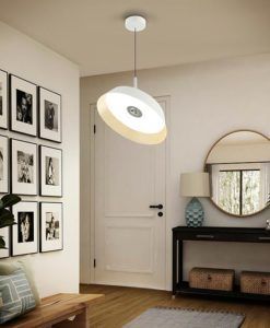 Lámpara blanca y plata Ø 40 cm VERTIGO LED 24W ambiente 2