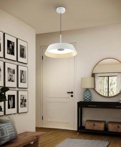 Lámpara blanca y plata Ø 40 cm VERTIGO LED 24W ambiente
