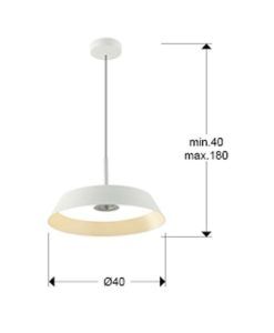 Lámpara blanca y plata Ø 40 cm VERTIGO LED 24W medidas