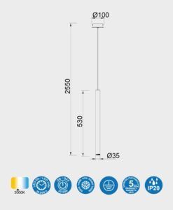 Lámpara colgante CALA LED 6W medidas