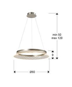 Lámpara cromo Ø 60 cm SENDRA LED 26W medidas