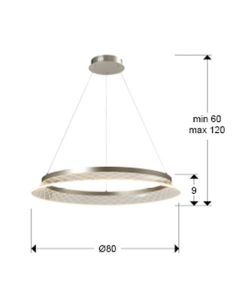 Lámpara cromo Ø 80 cm SENDRA LED 37W medidas