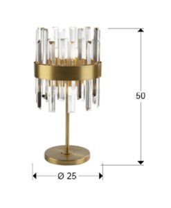 Lámpara de mesa dorado y cristal 6 luces GRACE medidas