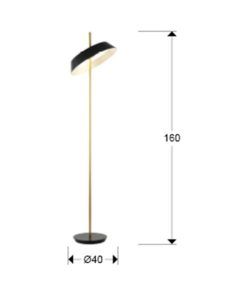 Lámpara de pie negra y dorada Ø 40 cm VERTIGO LED 24W medidas