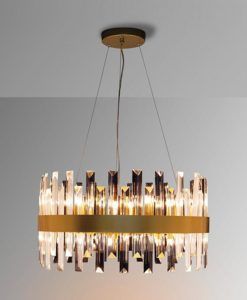 Lámpara dorada y cristal 14 luces Ø 55 cm GRACE