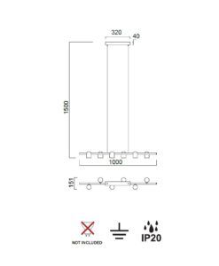 Lámpara lineal 6 luces orientables IOS medidas