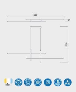 Lámpara lineal ESPARTA LED 50W medidas